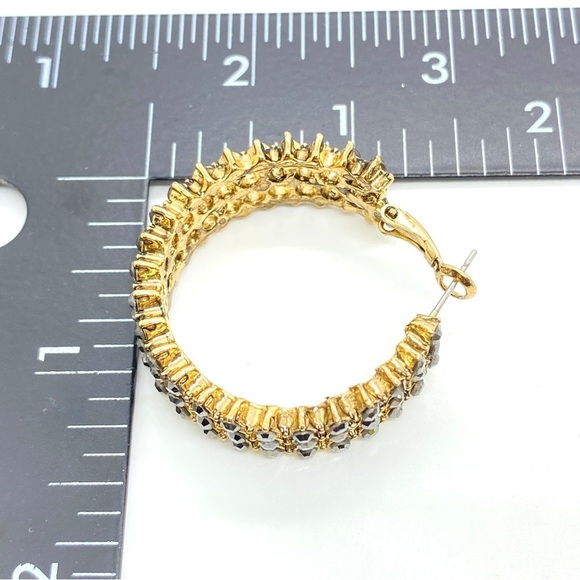 Hoop Earring Pierced Post Style Goldtone - Picture 2 of 7